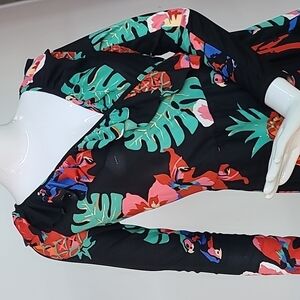 🌈Die & More Long Sleeve Tropical Faux Wrap Dress Size Small